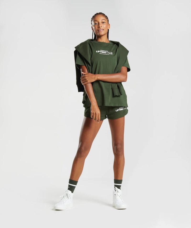 Koszulki Gymshark Social Club Oversized Damskie Oliwkowe | PL 864NHE